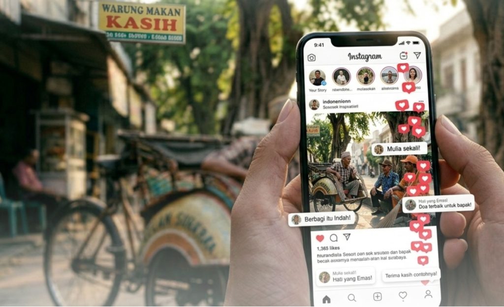 Melihat postingan instagram melalui gawai