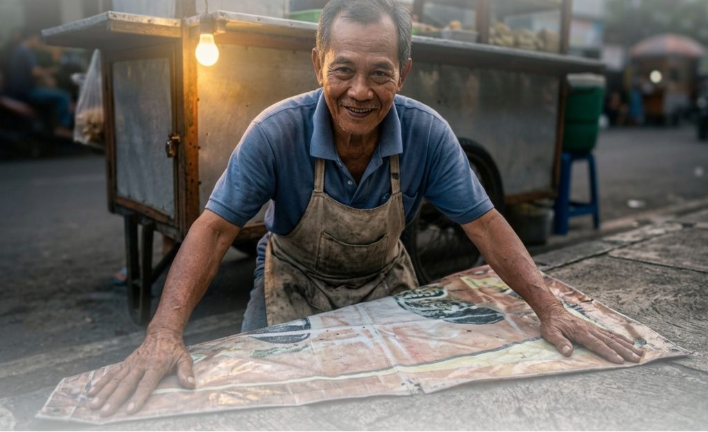 Senyum pedagang tua